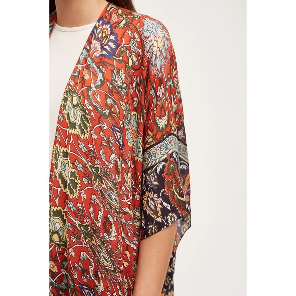 Subtle Luxury Caza Kimono Open Front Coverup Anthropologie Fall Boho Bohemian OS - Picture 12 of 12